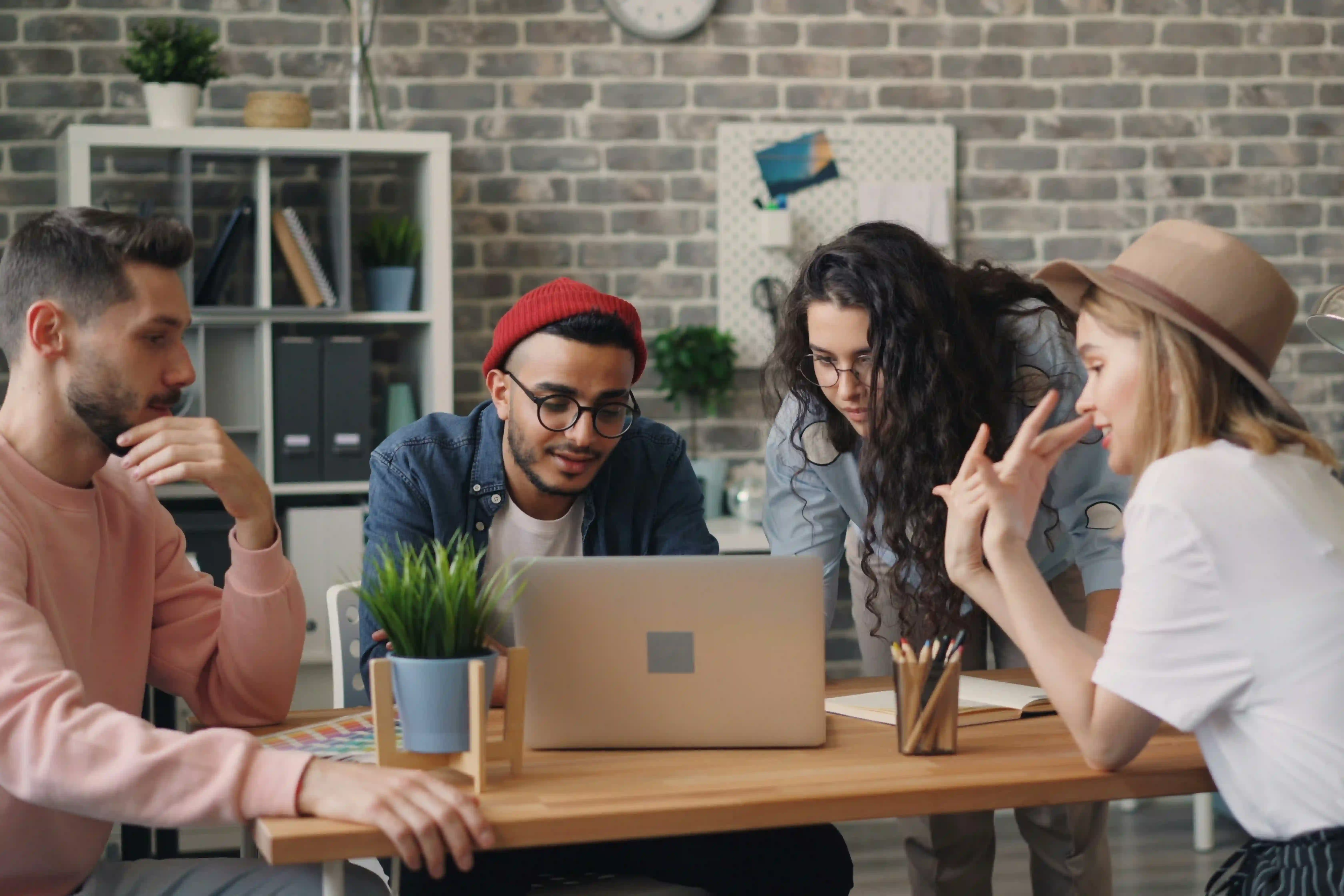 Marketing team using AI-powered tools to analyze social media content and trends.