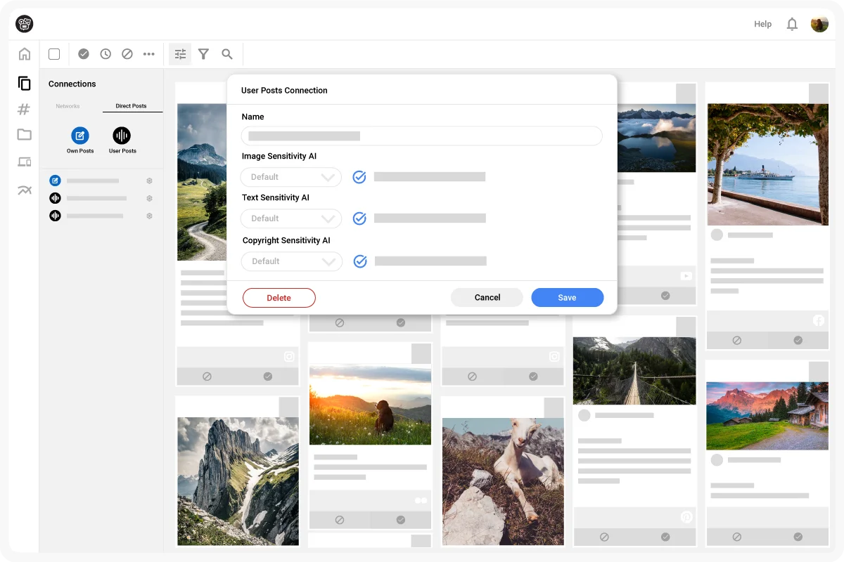 Dashboard-Ansicht zur Verwaltung von User-Generated Content für Webseiten.